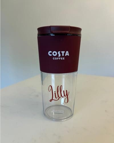 Personalised Costa Coffee Cup – 16oz Reusable Travel Mug with Custom Name – Eco-Friendly Cup with Lid & Straw — view 3
