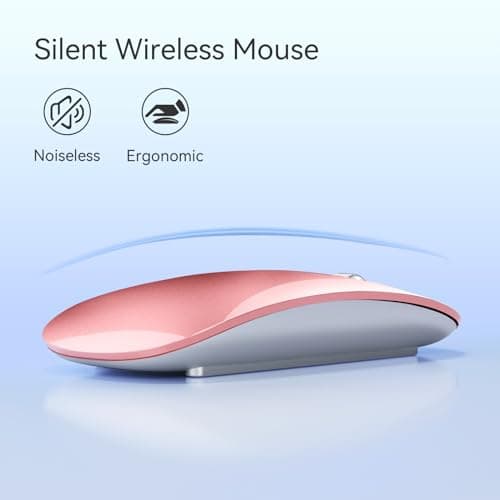 Uiosmuph Bluetooth Mouse,USB C Rechargeable Wireless Mouse,Silent,Rose Gold — view 4