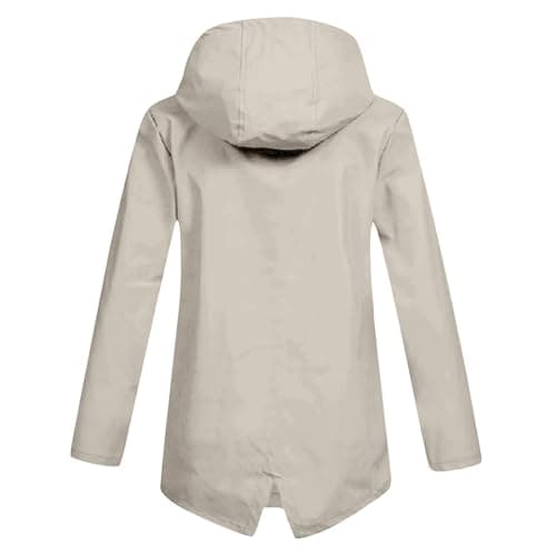 women's jackets Waterproof Jacket for Women Lightweight Windbreak Hooded Rain Coat UK Loose Casual Long Sleeve Water-resistant Raincoat Ladies Autumn Outdoor Hiking Wear Outfits Beige M — view 5