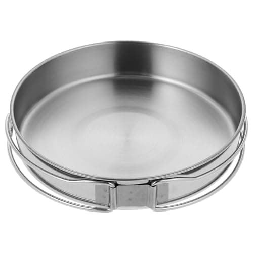 OHPHCALL Foldable Stainless Steel Frying Pan Non-Stick Hiking Mini Pan Outdoor Camping Skillet Portable Cooking Pot for Backpackers Picnic and Camp Cooking