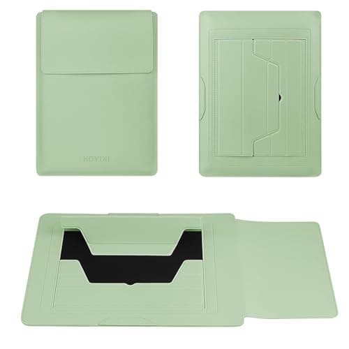 HoYiXi 15.6" Laptop Sleeve Case PU Leather with Stand Compatible with MacBook Pro 16/15.4'' MacBook Pro 15, Mac Air 15,16'' Laptop Bag for Dell, Acer, Asus,15-16'' laptop case,Green — view 2