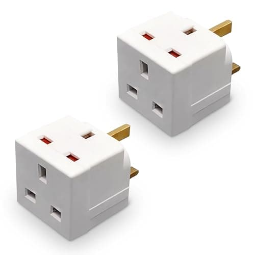 FAMHOME 2 Way block Plug 2 way Plug in Block Mains Adaptor, 2 Way Multi Socket Plug Adaptor, Power Extension Wall Adaptor for Smartphone, Home, Office, Travel (White (2 Pack)) — view 3