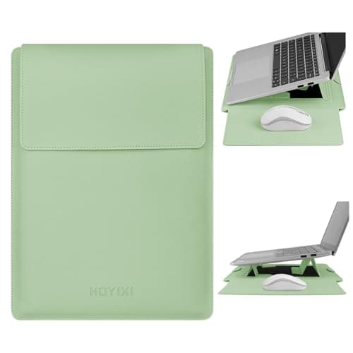 HoYiXi 15.6" Laptop Sleeve Case PU Leather with Stand Compatible with MacBook Pro 16/15.4'' MacBook Pro 15, Mac Air 15,16'' Laptop Bag for Dell, Acer, Asus,15-16'' laptop case,Green