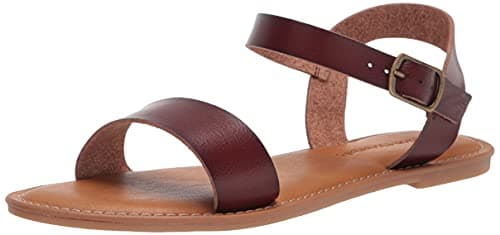 Amazon Essentials Women's Two Strap Buckle Sandal, Brown, 6 UK