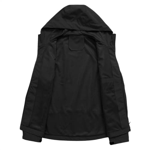 Anbiryeik Waterproof Jackets Mens Windproof Hooded Raincoat Lightweight Packable Softshell Jacket Fast Dry Breathable Summer Windbreaker Pullover Top for Running Cycling Climbing Walking Black M — view 4
