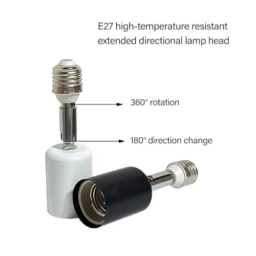 TERNCOEW E27 Bulb Socket Extender 90 Vertical 360 Horizontal 150W Ceramic Metal Lamp Adapter Head Commercial Grade Ceramic Lamp Extender — view 2