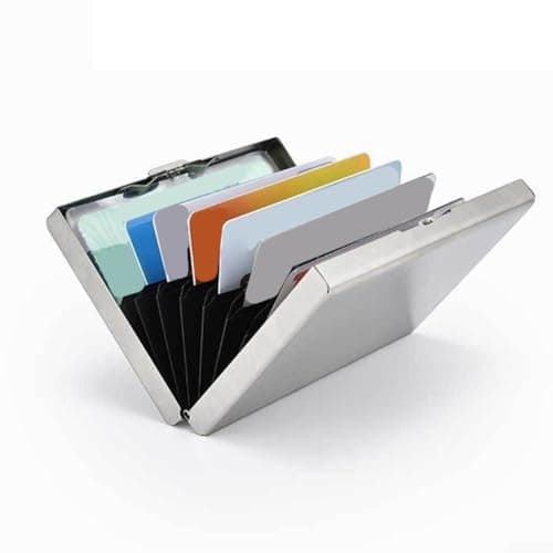 Zenllihome Stainless Steel Credit Card Holder, for RFID Blocking Metal Card Case with 6 Slots, for Slim Pocket Organiser for Business Cards & ID, Secure Travel Walle(Silver) — view 6