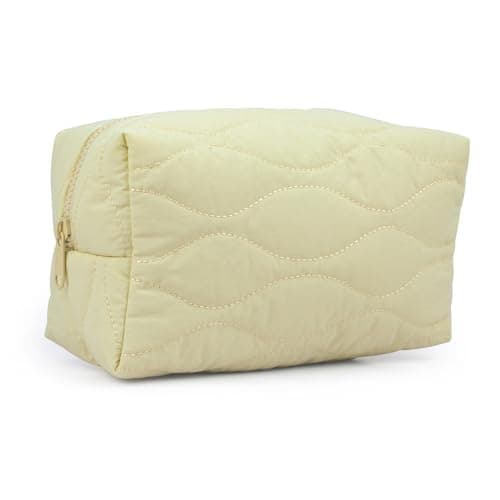 Makeup Bag Travel Cosmetic Organiser for Women, 3 Compartments, Yellow