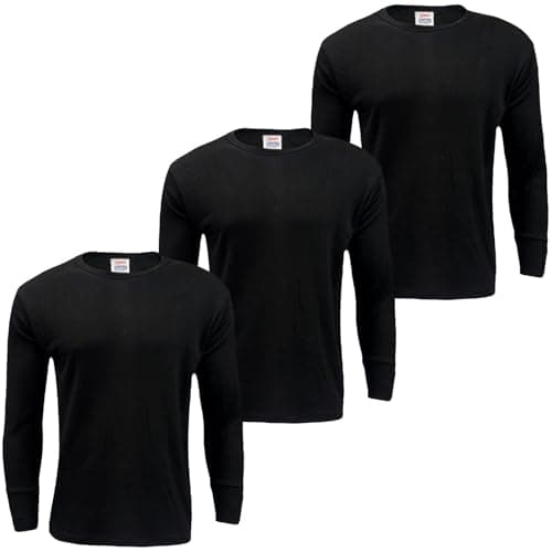 Gaffer 3 Pack Mens Thermal Top Set Long Sleeve T-Shirts Warm Baselayer Inner Underwear Vest Winter Ski Wear for Outdoor Work, Travel, and Cold Weather Black 3 Pack Long Sleeve Top XL