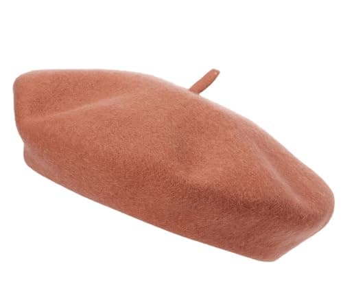 ShopMCR Classic Wool Beret Hat for Men & Women – French Style Vintage Artist Cap – Soft, Warm & Comfortable Autumn Winter Accessory – Plain, Chic & Timeless Parisian Fashion Hat (Light Orange)