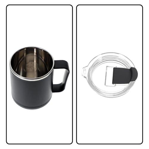 Veemoon Stainless Steel Coffee Mug 460Ml with Lid and Spoon, Leak-Proof Sealing Travel Cup with Removable Heating Base, Black Inner Layer, Suitable for Camping and Daily Use — view 6