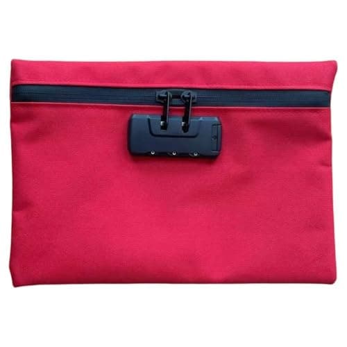 Money Bag with Lock, Security Smell Proof Bag, Lockable Cash Bag with Zipper, Smell Proof Pouch for Travel(Red)