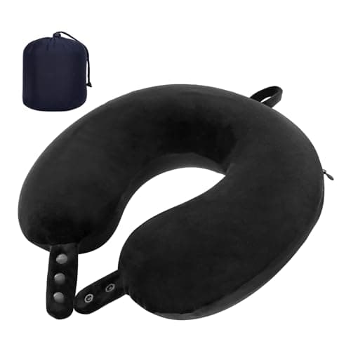 Travel Pillow 100% Memory Foam Pillow, Neck Pillow for Airplane, Neck & Head Support Pillow for Sleeping Rest & Car, Travel Pillows Kit with Storage Bag, Sleep Mask and Earplugs Pink/129(Navy Blue) — view 6