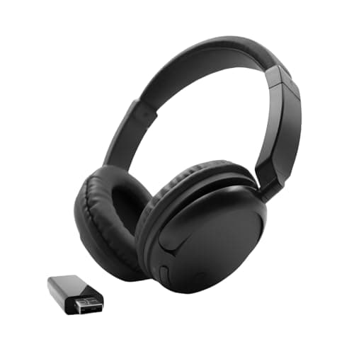 RETRADEKING Wireless TV Headphones, Comfort Fit Over-Ear RF Headphones with FM Radio for Adults and Seniors, HiFi Stereo Lightweight Headsets with Deep Bass for Home Office Travel - Black