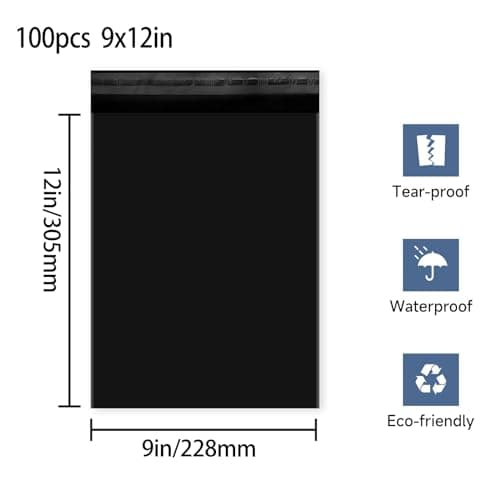 100 Seal Postal Mail Bags Parcels Mailing Postal Bags, black — view 2
