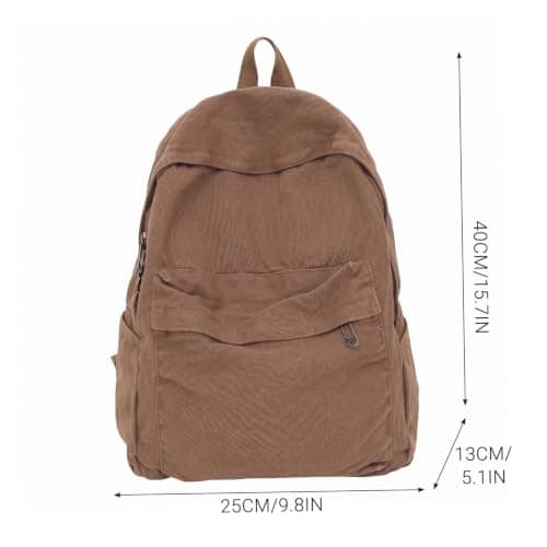 StaZamor Lightweight Vintage Canvas Backpack for Men Women, Casual Daypack with Compartment, Backpack for School, Travel, Work, Brown — view 3