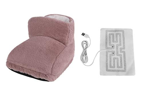 Cozy USB Rechargeable Electric Heated Foot Warmers Winter Home Office Thick Plush Foot Heater Thermal Heating Pad Cushion Heat Therapy Feet Warmer Boots Footwear… — view 2