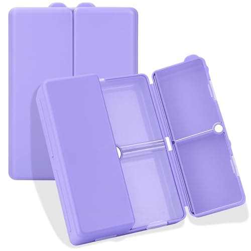 FYY 7 Day Pill Organiser, Travel Tablet Box, Large [Foldable Design] Weekly Medication Case, Portable Daily Supplements Storage Organizer for Vitamins, Cod Liver Oil-Purple