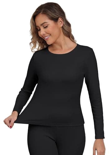 IWOLLENCE Thermal Long Sleeve Top Women (Black, M)