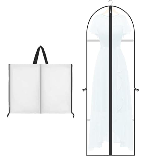 1 Pack Dress Bags Covers Long 60cm*180cm, PEVA Hanging Garment Bags with Handle Waterproof Dustproof Clothes Covers for Gowns, Wedding Dress, Trench Coats, Suits (White)