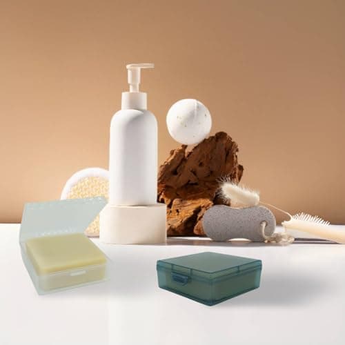 Elimeta Bathroom Soap Dishes (2-pack) - Square Travel Soap Container with Lid - Portable Bar Soap Holder for Shower - Blue - Polypropylene (PP) Material — view 5