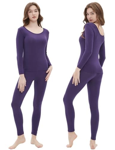 Vinconie Womens Thermal Long Johns Ladies Thermal Tops Long Sleeves, 1 Pack Purple, XS-S (6 8 10) — view 2