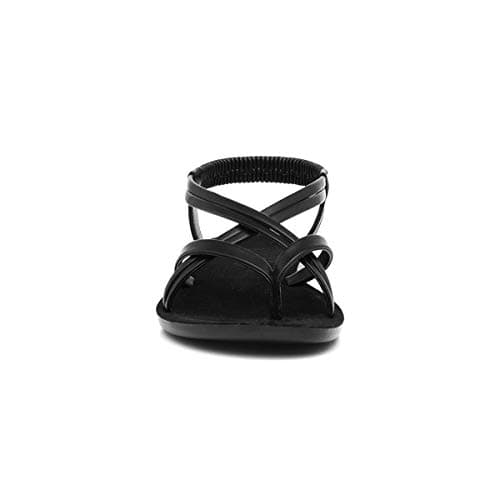 Lilley Womens Black Flat Strappy Toe Post Sandal - Size 6 UK - Black — view 3
