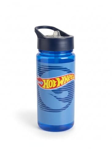 Hot Wheels Water Bottle 500ml Leak-Proof Flip-Top Bottle with Carry Handle BPA-Free, Removable Straw, Portable & Lightweight Ideal for Kids School, Sports & Travel, Blue — view 3
