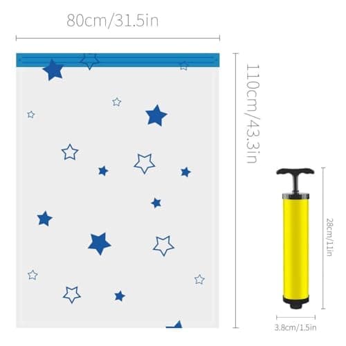 UOUNE Vacuum Storage Bags, 4 Jumbo (110 x 80cm) Reusable Space Saver Bags Vacuum Compression Zipper Storage Bags with Airtight Valve and Hand Pump,Work with Vacuum Cleaner — view 3