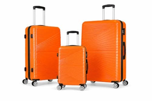 Set of 3 Pcs Luggage Hard Shell Suitcase, Orange