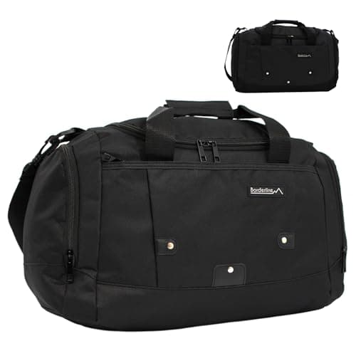 Small Sports Holdall 22L – 45x25x20cm Cabin Size Gym Bag, Travel Duffle Bag with Shoulder Strap – Lightweight Hand Luggage Underseat Bag - Black