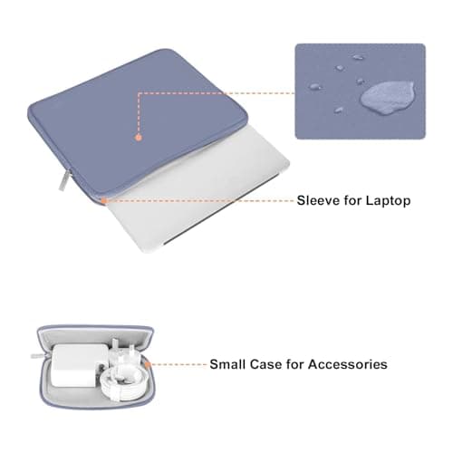 MOSISO 13.3 inch Laptop Case Neoprene Sleeve with Small Bag,Lavender Gray — view 2