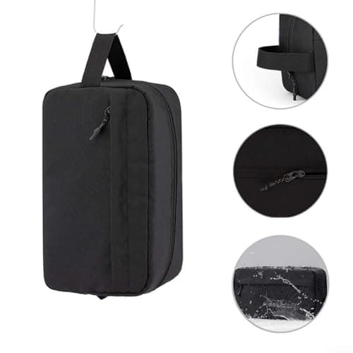 Shophubio Hanging Travel Wash Bag in Oxford Fabric, Large Capacity Toiletry Bag for Men Women, Portable Makeup Organiser and Shaving Kit, Essential Cosmetic(Black) — view 5