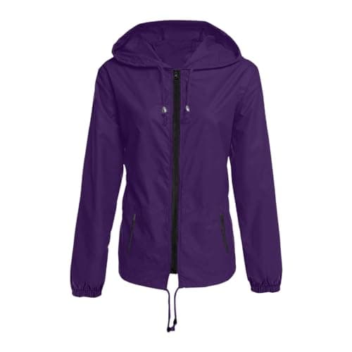Waterproof Jacket Womens Packaway Rain Coat with Zip Pocket Outdoor Lightweight Softshell Sport Jacket Windproof Windbreak Hiking Jackets Casual Hooded Raincoats Rainproof Coats — view 5