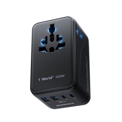 MOMAX Universal Travel Adapter,100W GaN Fast Charging Travel Plug Worldwide