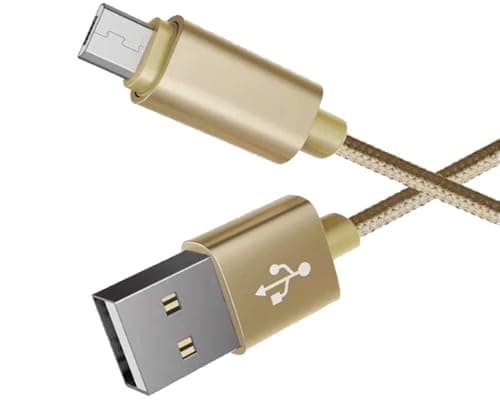 iTechCover Braided USB Cable Charging Cord/Charger Power Lead Wire Compatible with LE Lighting EVER Rechargeable LED Headlamp/Gold / (1m / 3.3ft) — view 4