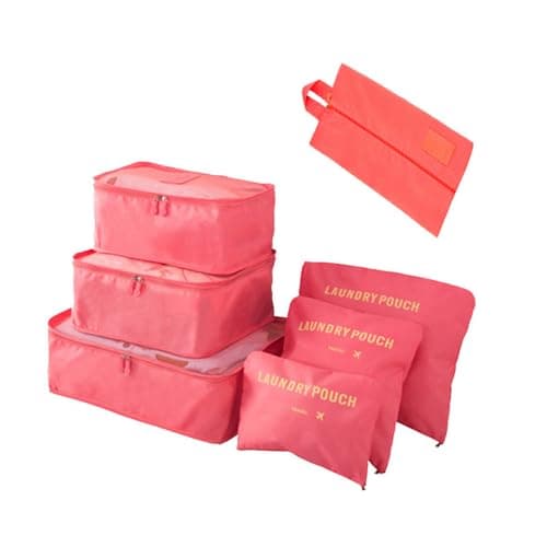 Packing Cubes for Suitcases Luggage Organizers Bag Travel Storage Bags Pouch Suitcases, Organiser Bags, Waterproof Backpack Suitcase, Travel Essentials Compression Bags 7 Pieces (Orange)