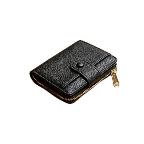 SGETHCH Small Purse for Women - RFID Blocking Bifold Leather Wallet - Compact Card Holder with Zipper Coin Pocket & ID Window - Ladies Minimalist Travel Money Wallet & Organizer - Black — view 3