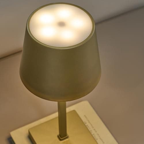 OHS Battery Operated Gold Table Lamp, Cordless Table Lamps for Home Portable LED Light Long Lasting Decorative Bedside Table Lamps for Bedroom Living Room Office Outdoor Use — view 2