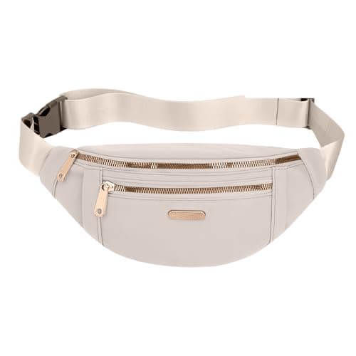 Bum Bag Lightweight Waterproof Waist Pack Adjustable Strap Crossbody Bag Fanny Pack for Travel Sports Daily Use (White)