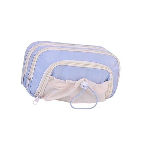 YUGSHNKFC Fashionable Drawstring Pencil Bag Multi Pocket Storage, Blue