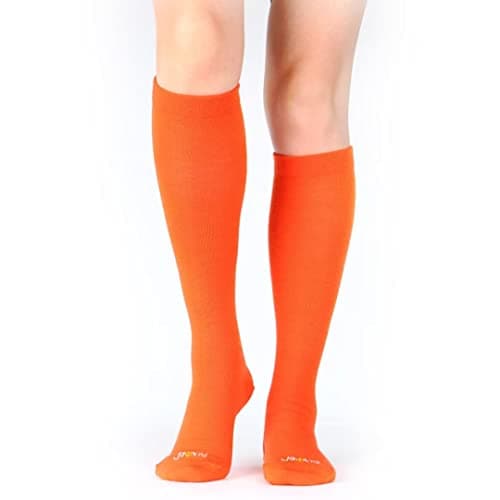 JAVIE 80% Merino Wool Ultra Soft 15-20mmHg Graduated Compression Socks for Women and Men, Orange, S — view 2