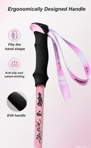 Collapsible Hiking Trekking Poles,140cm Retractable Walking Poles with EVA Grips & Adjustable Wristband,Foldable Non Slip Hiking Sticks for Backpacking Mountaining (yellow,1 pack) — view 4
