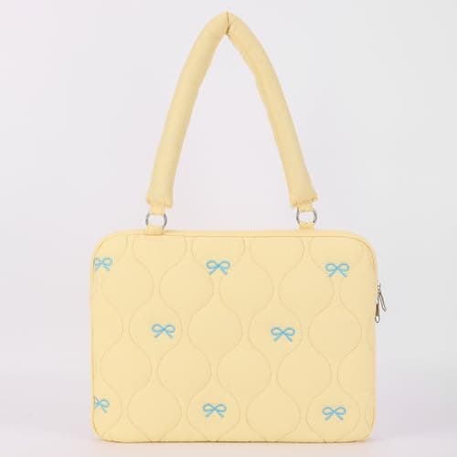 15Inch Nylon Pleated Cute Laptop Bag Large Shoulder Bag for (Yellow) (style8) — view 4