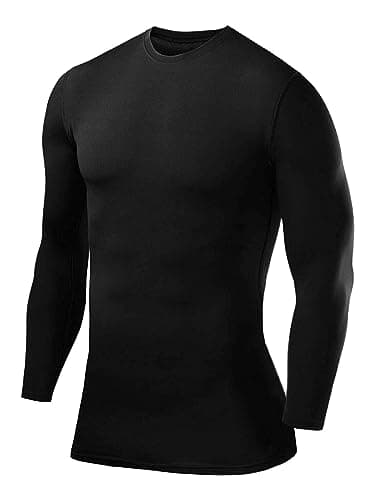 PowerLayer Kids Base Layer Long Sleeve Compression Shirt. Lightweight and Moisture Wicking Thermal Top for Football, Rugby, Soccer and Gym for BoysBlack, 12-14 Years (Boys X-Large)