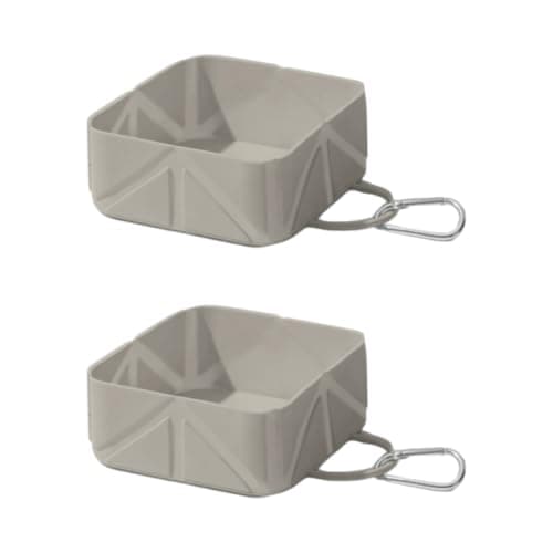 Pffiocix Pet Feeding Travel Bowl for Dogs with Clip-on Carry, Gray