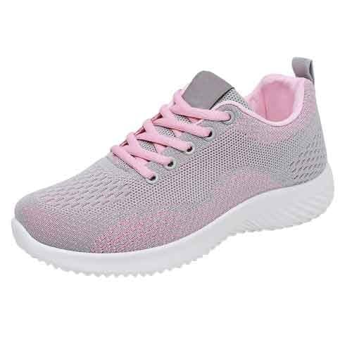Womens Walking Trainers Breathable Lightweight Non Slip Sports Shoes Pink