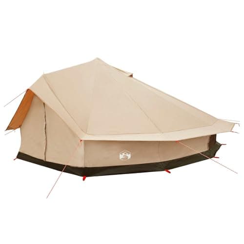 LoogCape Family Tent Cream 12 People Poly Cotton 600 x 600 x 348 cm with Mesh Ventilation, Guy Ropes and Pegs, Spacious Camping Tent for Family — view 2
