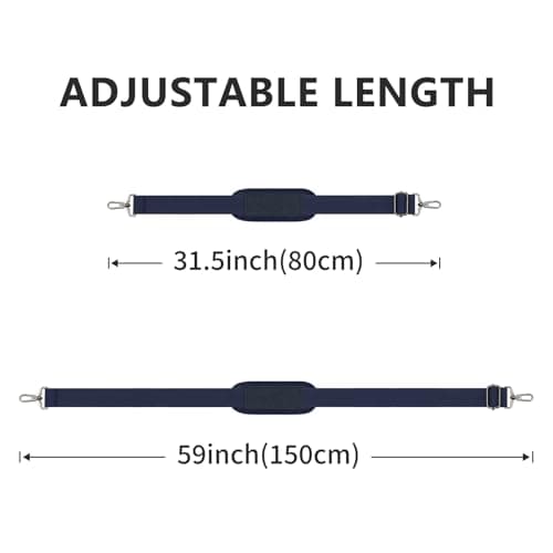 RAINYEAR 59 Inch Shoulder Strap for Bag, Adjustable Soft Padded Replacement Purse Strap with Metal Hooks for Laptop Bag, Shoulder Bag, Messenger Bag, Travel Duffel Bag, Crossbody Bag, Navy Blue — view 5
