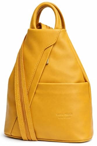 LeahWard Anti-theft Women's Soft Genuine Leather Rucksack Italian Leather Backpack (Yellow)